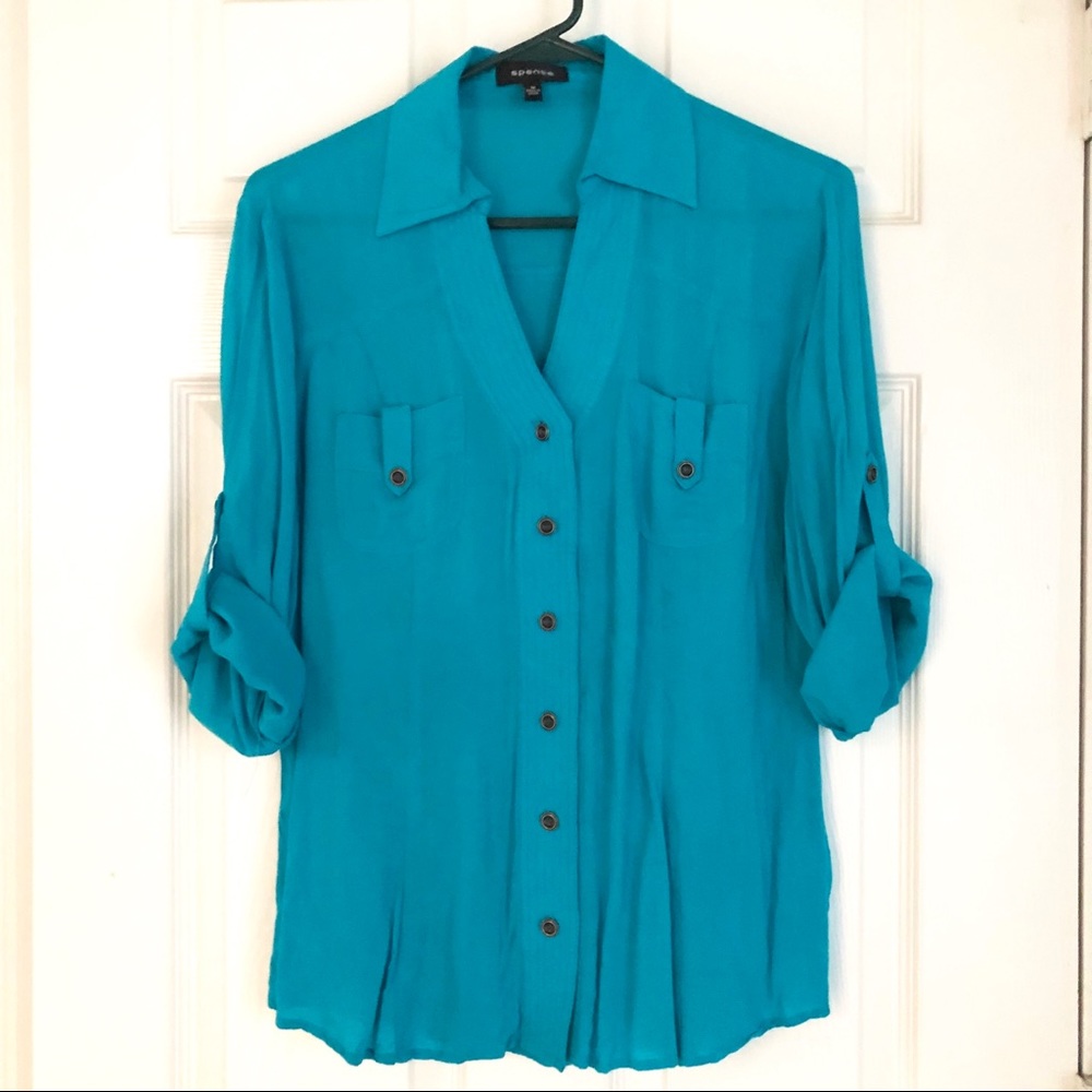Spense - Teal collard button up shirt - New no tag